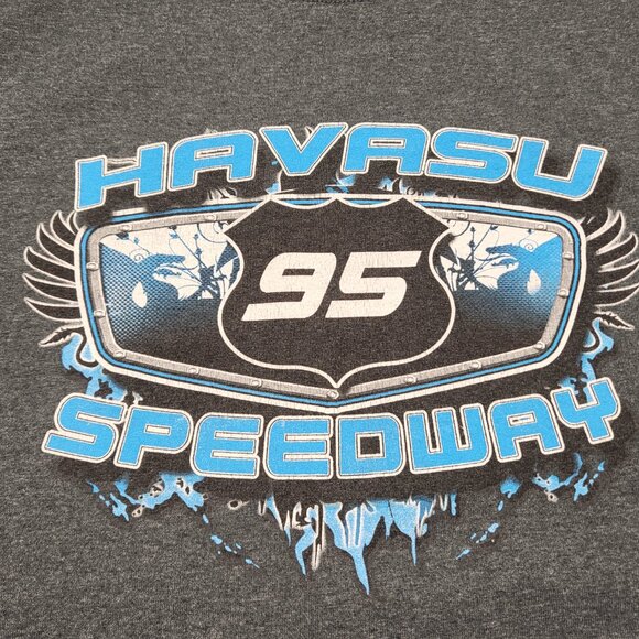 Lake Havasu 95 Speedway Arizona T Shirt Mens Medium Short Sleeve Gray Gildan - Picture 7 of 13